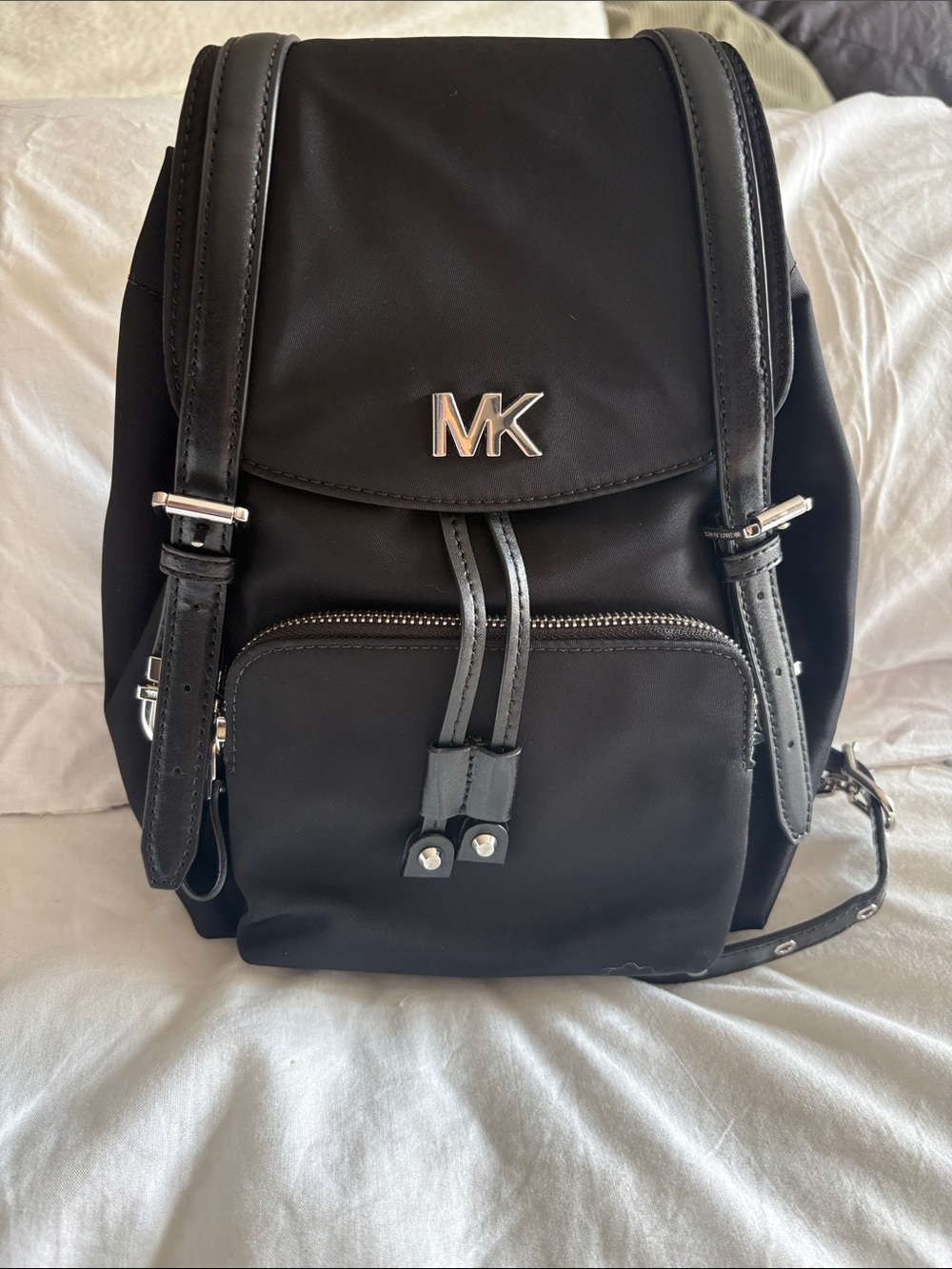 Michael Kors Black Nylon Logo Drawstring Backpack